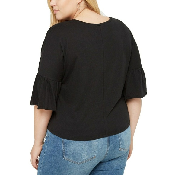 {3x} Black Ruffled Sleeve Tee NWT - Picture 2 of 4